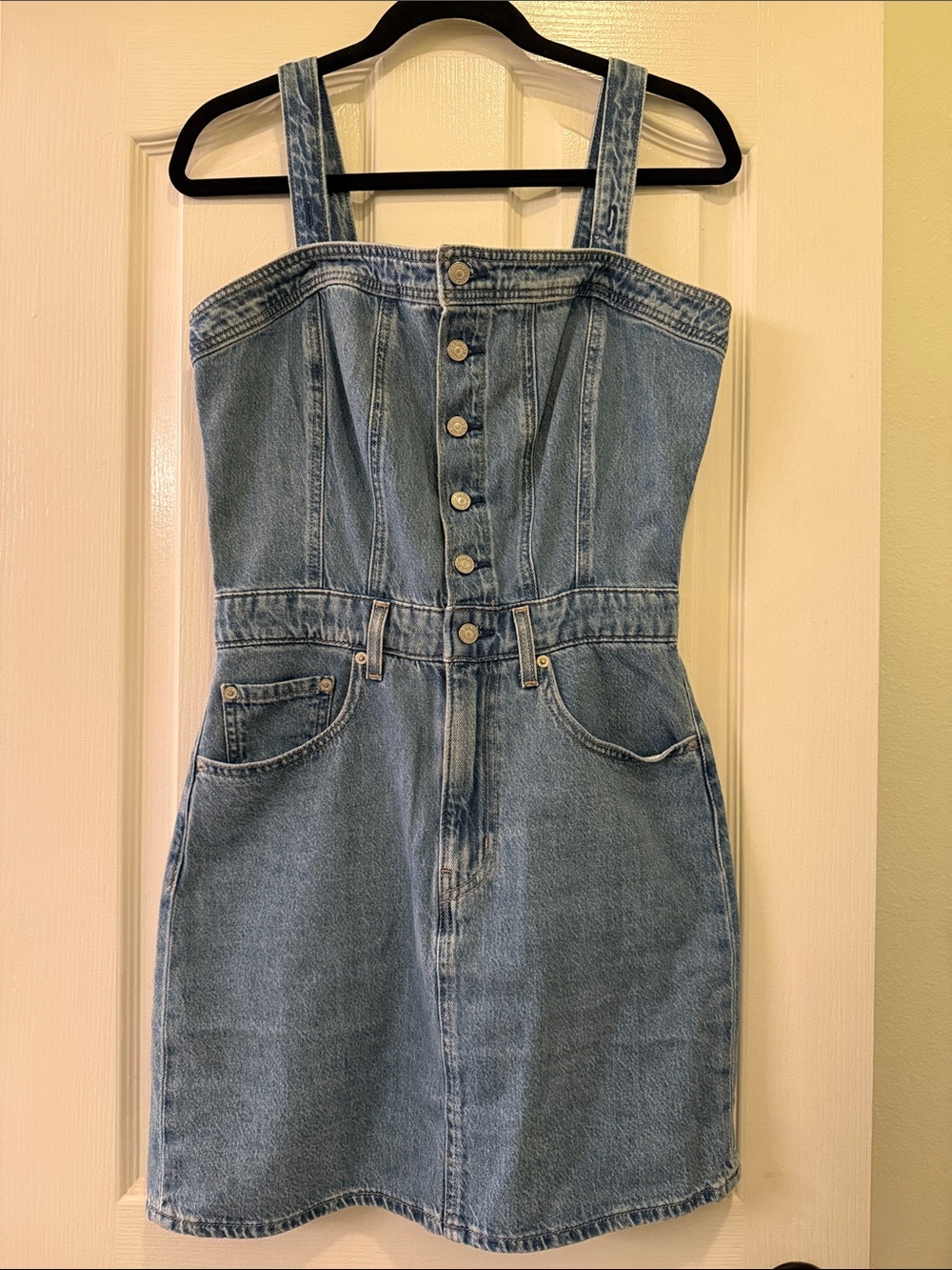 NWT Levis Denim Button-Front Pinafore Dress in Light Blue